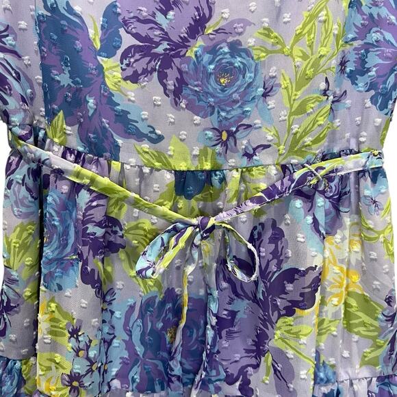 NWT! The Children's Place Girls Floral Tiered Dress in Purple - Size 12 - Picture 7 of 9